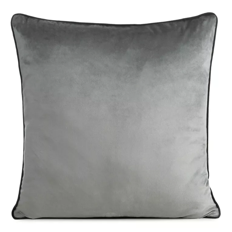 Poszewka na poduszkę 60x60 cm welwetowa o delikatnym połysku z ozdobną lamówką stalowa GAJA 2 Eurofirany