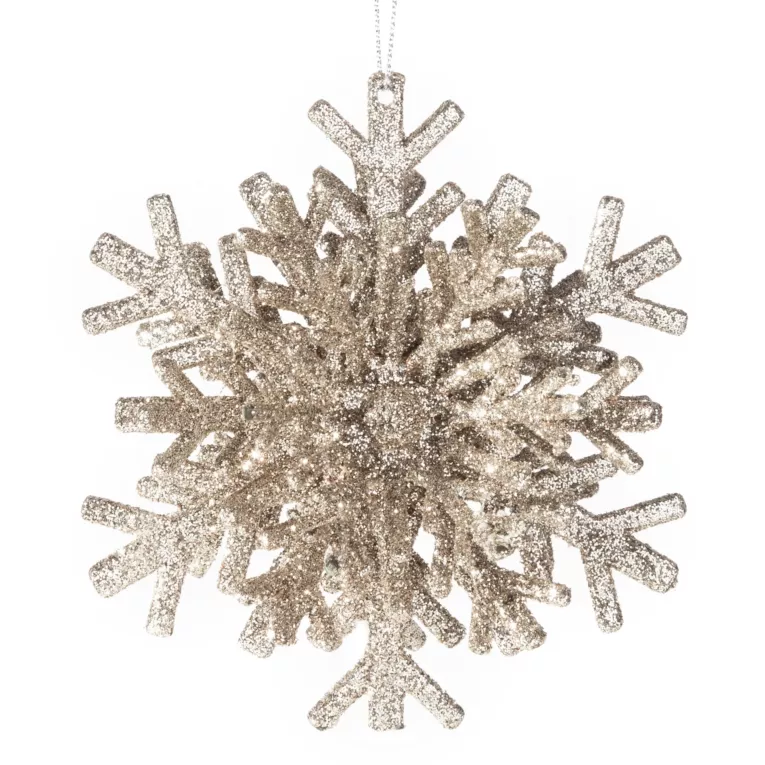 Zawieszka na choinkę  śnieżynka obsypana jasnozłotym brokatem 10x10 Eurofirany