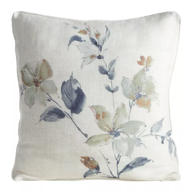 Poszewka na poduszkę 45x45 cm o strukturze lnu z lamówką naturalna, jasnoszara LEN Eurofirany