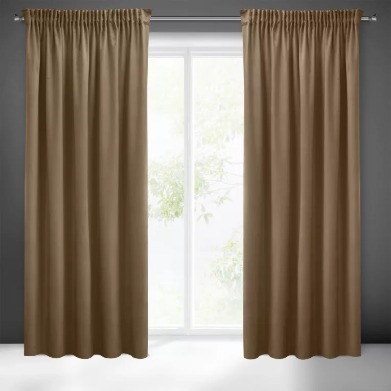 Zasłona brązowa z gładkiego welwetu 140x270 taśma SIBEL Pierre Cardin Eurofirany