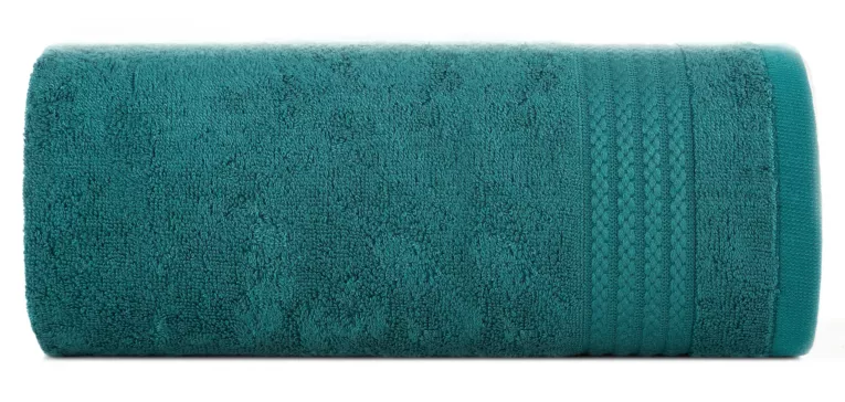 Ręcznik kąpielowy 50x90 cm bawełniany kolor ciemnoturkusowy zdobiony błyszczącą bordiurą 550 g/m2 LARIS Eurofirany