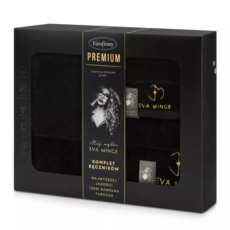 Zestaw ręczników bawełnianych 3 szt kolor czarny 550 g/m2 GAJA Eva Minge Eurofirany
