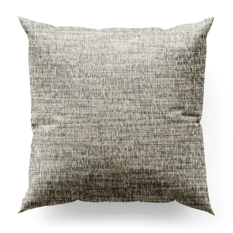 Poszewka na wymiar szarobeżowa z tkaniny w stylu eko o naturalnym splocie, z efektem melanżu, wykończona obciążnikiem