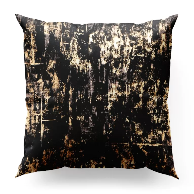 Poszewka szyta czarno złocista z tkaniny welwetowej zdobionej połyskującym drukiem