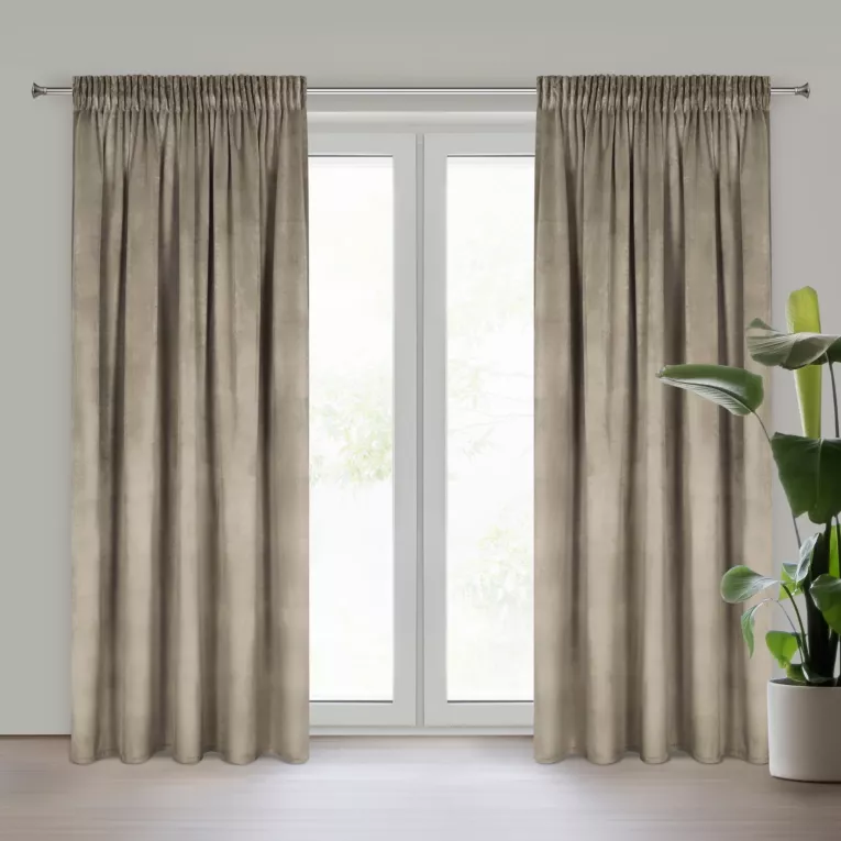 Zasłona brązowa z matowego welwetu 140x270 cm taśma MELANIE Eurofirany