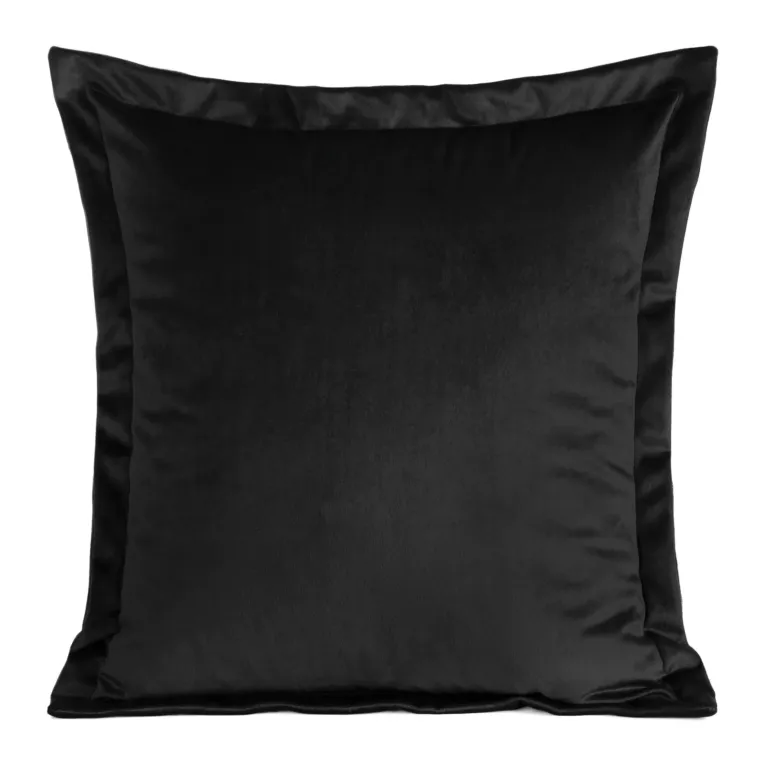 Poszewka na poduszkę 45x45 cm welwetowa z ozdobnymi brzegami czarna RIA DIVA LINE Eurofirany