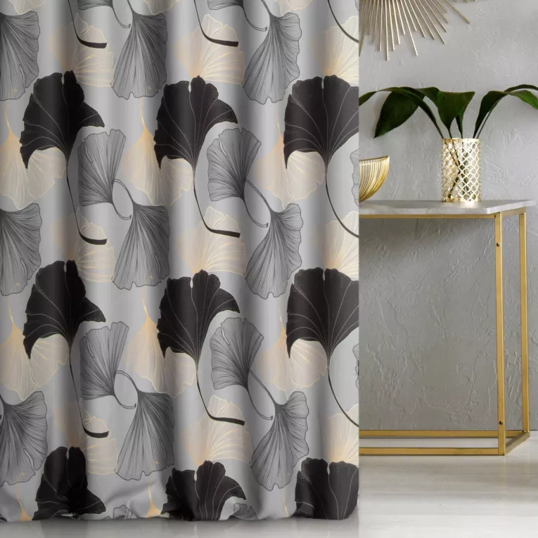 Tkanina zasłonowa o zamszowym chwycie z nadrukiem botanicznym Eurofirany