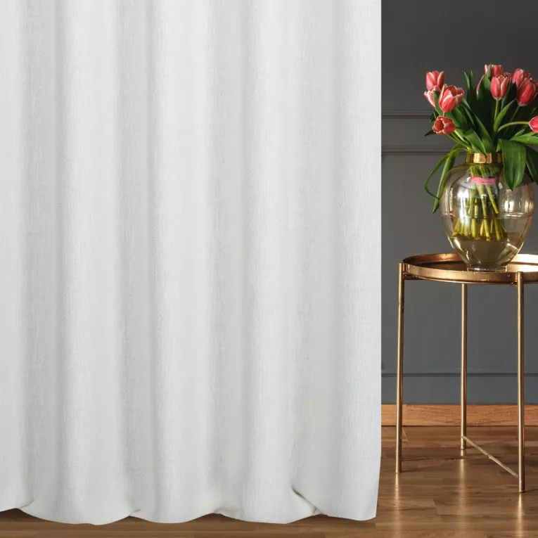 Zasłona szyta na taśmie fala naturalna z tkaniny szenilowej o wyraźnym splocie