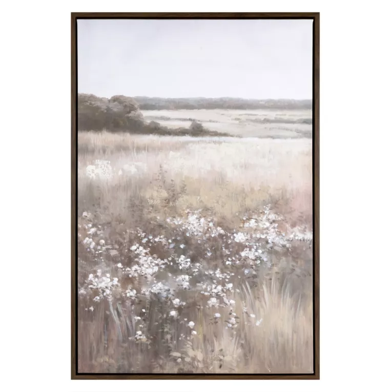 Obraz beżowo, biały nadruk na płótnie pejzaż 60x90 cm Eurofirany