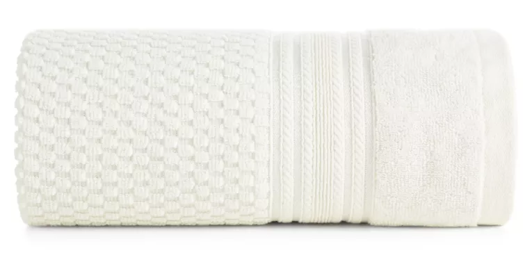 Ręcznik kąpielowy 50x90 cm bawełniany kolor kremowy zdobiony subtelnymi paseczkami 500 g/m2 DAVOS Eurofirany