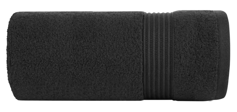Ręcznik kąpielowy 50x90 cm bawełniany kolor czarny 0 twist zdobiony paseczkami 550 g/m2 MOLLY Eurofirany