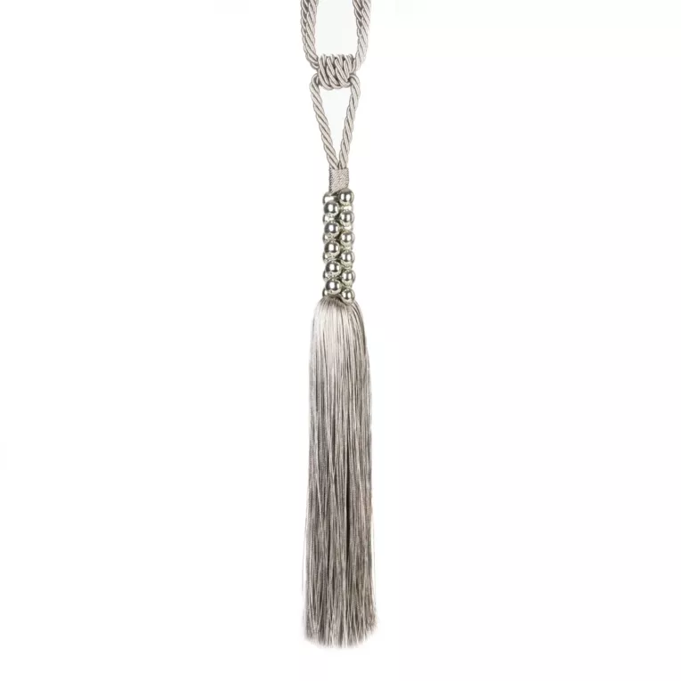 Upinacz do zasłon i firan szampański NIVA sznur ze srebrnymi kuleczkami i chwostem 70 cm Eurofirany