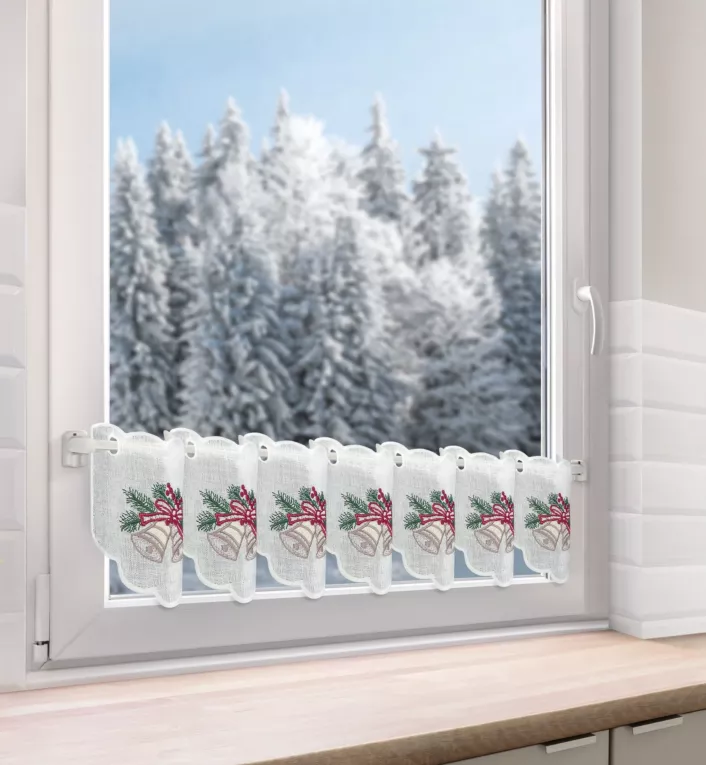 Tkanina firanowa zazdrostka z świątecznym haftem Eurofirany