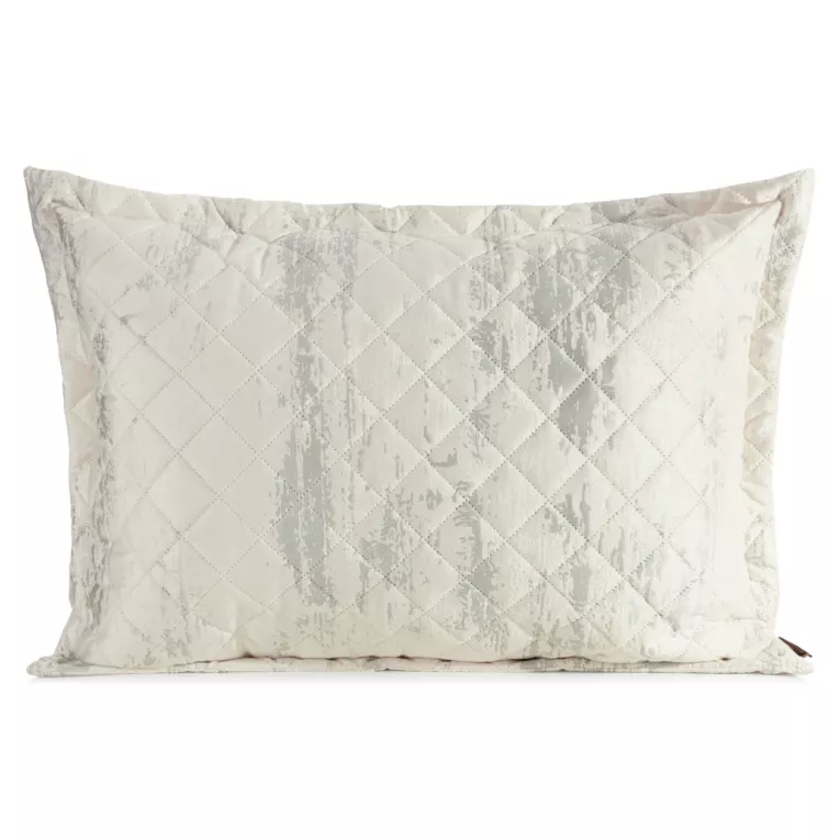 Poszewka na poduszkę 50x70 cm welwetowa pikowana metoda hot press zdobiona błyszczącym przecieranym nadrukiem biała BLINK 43 EUROFIRANY PREMIUM