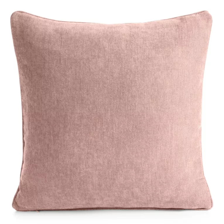 Poszewka na poduszkę 45x45 cm pudrowa z szenilowej tkaniny - VANI Eurofirany
