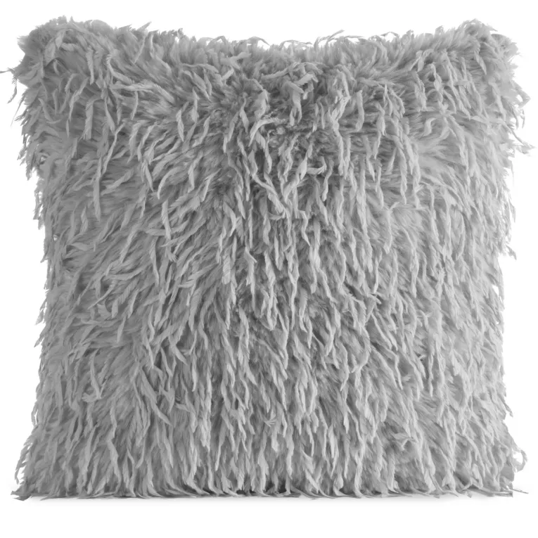 Poszewka na poduszkę 45x45 cm z przyjemnego futerka srebrna ADORE Eurofirany