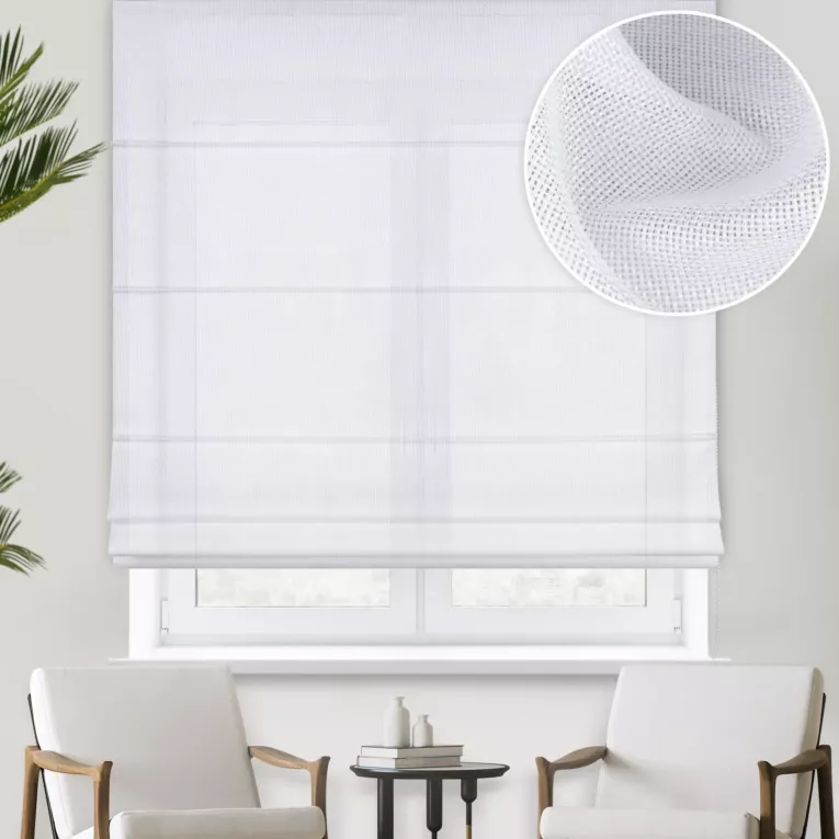 Roleta rzymska CASSIA naturalna Z MIĘKKIEJ TKANINY O REGULARNYM, LUŹNYM SPLOCIE, WYKOŃCZONA OBCIĄŻNIKIEM