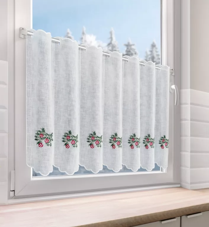 Tkanina firanowa zazdrostka z świątecznym haftem Eurofirany