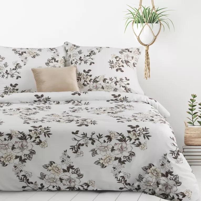 Pościel 140x200 z mikrowłókna kolor biały, kremowy z motywem kwiatowym Design 91 Eurofirany