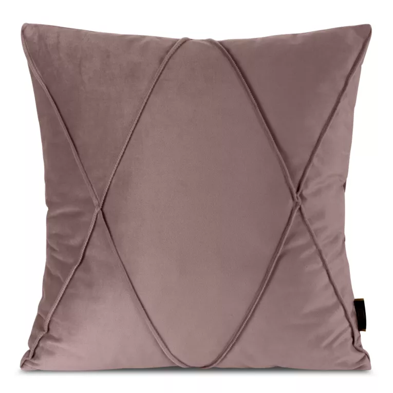 Poszewka na poduszkę 45x45 cm welwetowa z ozdobnym geometrycznym przeszywanym wzorem pudrowo, różowa NALA 1 EUROFIRANY PREMIUM