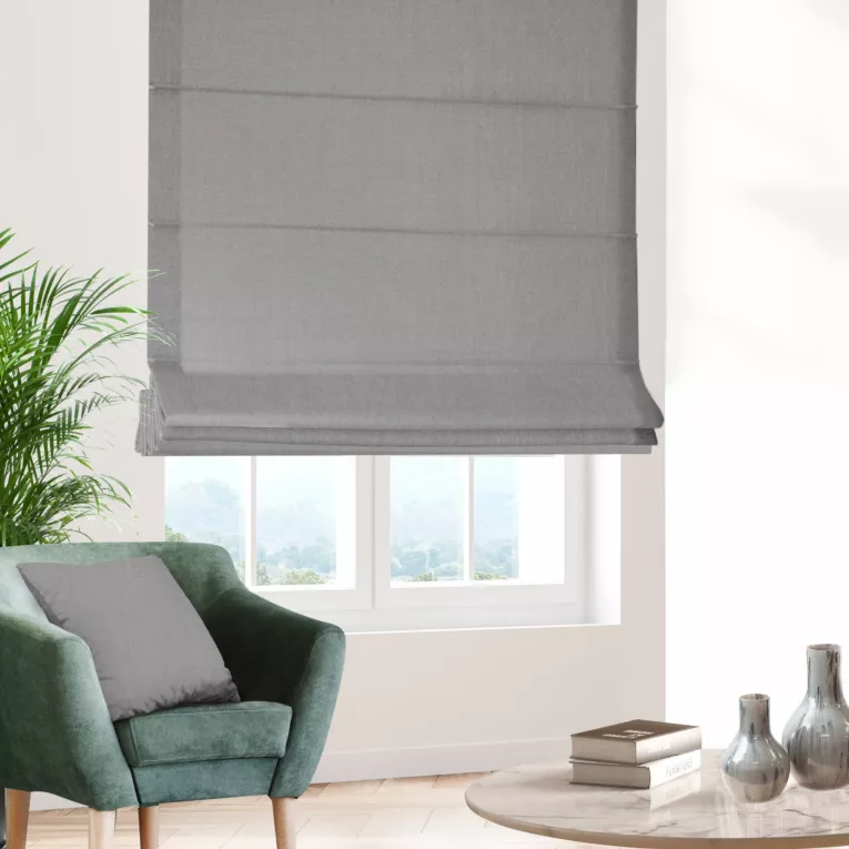 Roleta rzymska DORA - HIT szara z miękkiej tkaniny o welurowej strukturze