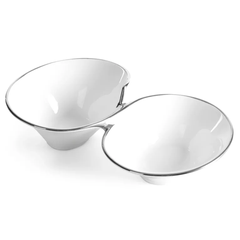 Misa dekoracyjna biało, srebrna 28x16x7 cm ELENE Eurofirany