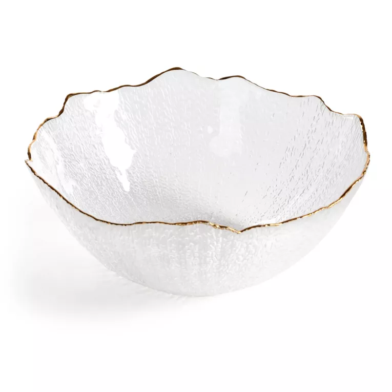 Misa szklana biało, złota o ozdobnym tłoczonym wzorze 25x11 cm DAISY Eurofirany