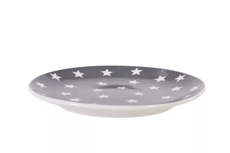 Talerz deserowy płytki CARLO stalowy w białe gwiazdki z porcelany Eurofirany