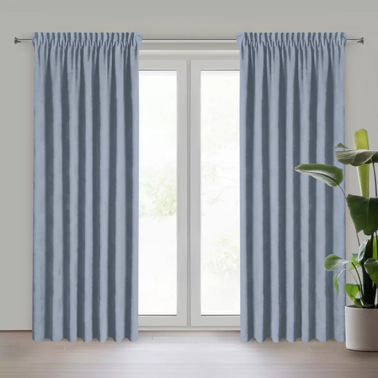 Zasłona niebieska z tkaniny welurowej 240x260 cm taśma - Dora Eurofirany