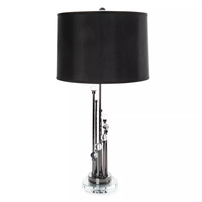 Lampa stołowa do pokoju czarna ISLA zdobiona kryształkami Eurofirany