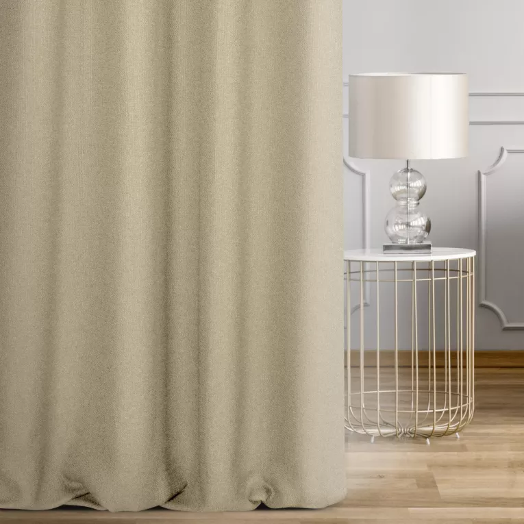 Zasłona szyta na taśmie fala beżowa z tkaniny o naturalnym splocie w stylu eko Italissima