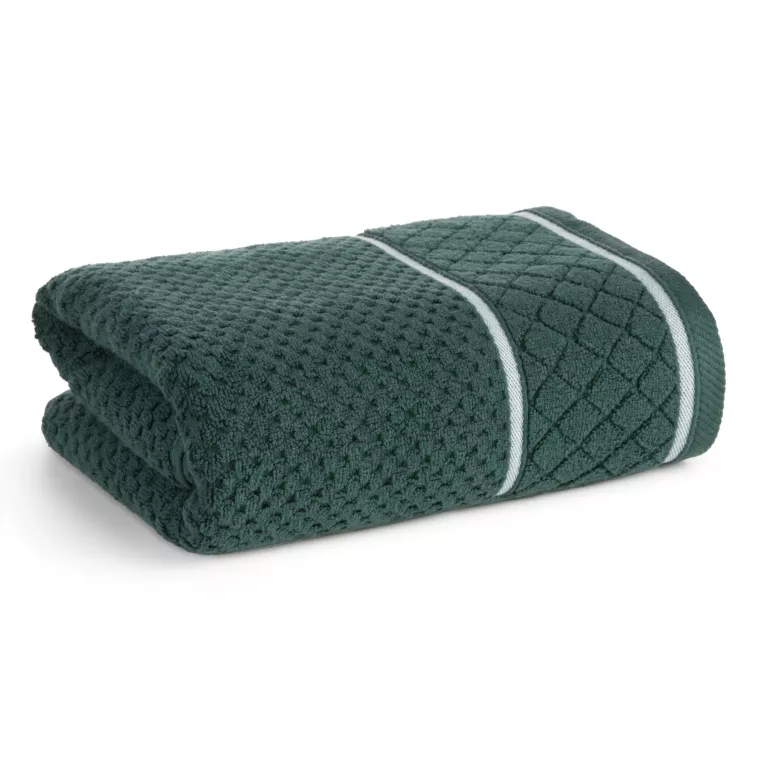Ręcznik do rąk 30x50 cm bawełniany kolor ciemnozielony o strukturze krateczki z ozdobną bordiurą 500 g/m2 FAVORI Eurofirany
