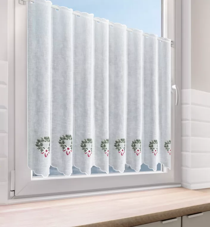 Tkanina firanowa zazdrostka z haftem świątecznym Eurofirany
