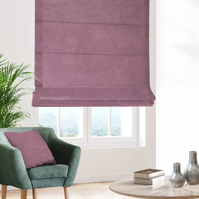 Roleta rzymska DORA - HIT jasnofioletowa z miękkiej tkaniny o welurowej strukturze