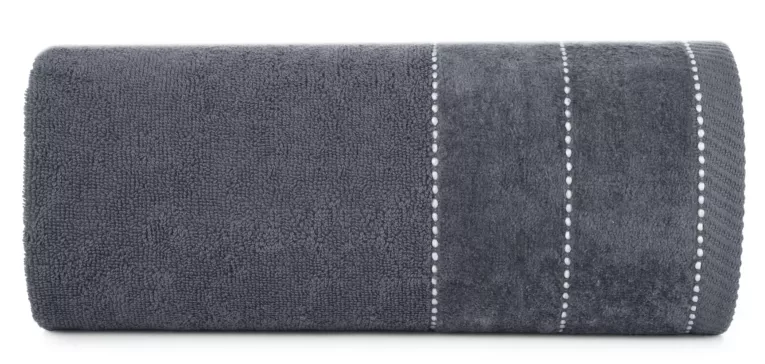 Ręcznik kąpielwoy 70x140 cm bawełniany kolor stalowy z welurową bordiurą 500 g/m2 ELZA Eurofirany