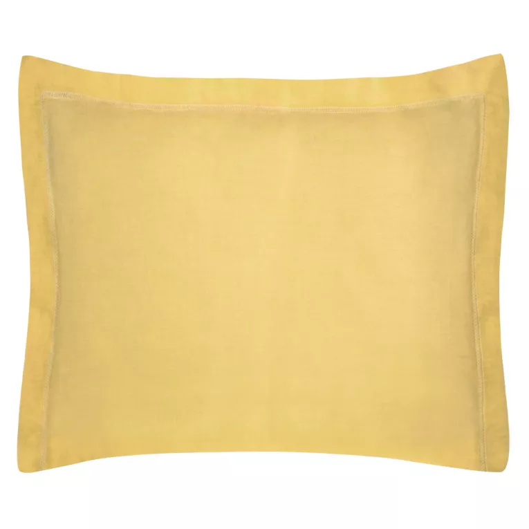 Poszewka na poduszkę 70x80 cm bawełniana z satynowym połyskiem i ozdobną kantą musztardowa NOVA COLOUR Eurofirany
