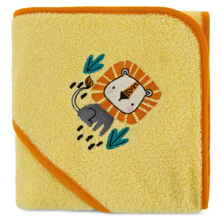 Ręcznik kąpielowy dziecięcy 100x100 cm bawełniany kolor żółty,pomarańczowy 350g/m2 z kapturem BABY 69 Eurofirany