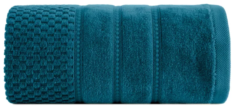 Ręcznik do rąk 30x50 cm bawełniany kolor ciemoniebieski z ozdobną bordiurą w paseczki 500 g/m2 ADORE Eurofirany