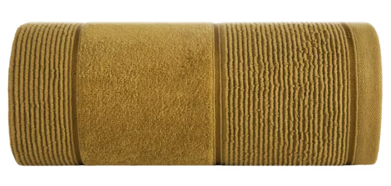 Ręcznik kąpielowy 50x90 cm bawełniany kolor miodowy z welurową bordiurą 500 g/m2 EMMA Eurofirany