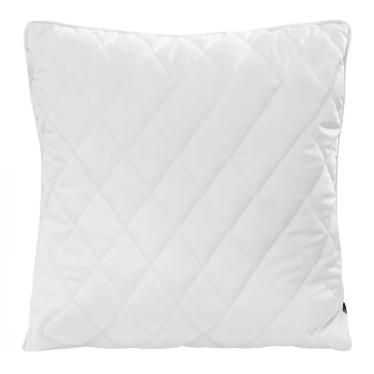 Poszewka na poduszkę 45x45 cm welwetowa pikowana we wzór karo z ozdobną wypustką na brzegach biała VELVET 27 EUROFIRANY PREMIUM