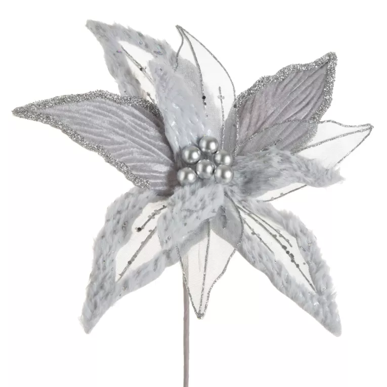 Kwiat świąteczny z siateczki oraz futerka Eurofirany