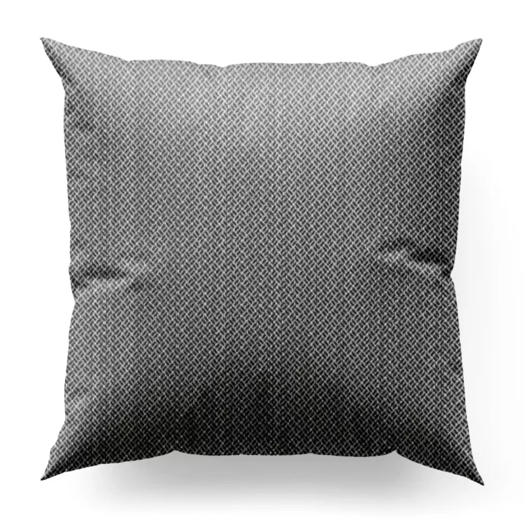 Poszewka szyta popielata z tkaniny w drobny dwukolorowy przeplatany wzór
