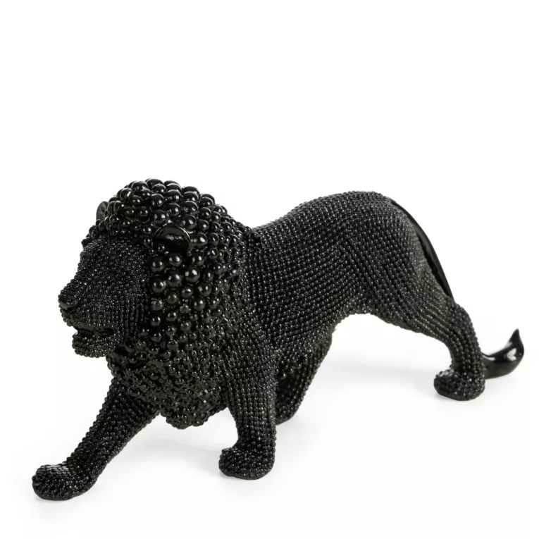 Figurka czarna w kształcie Lwa o drobnym strukturalnym wzorze 23x6x12 cm ELDO 3 Eurofirany