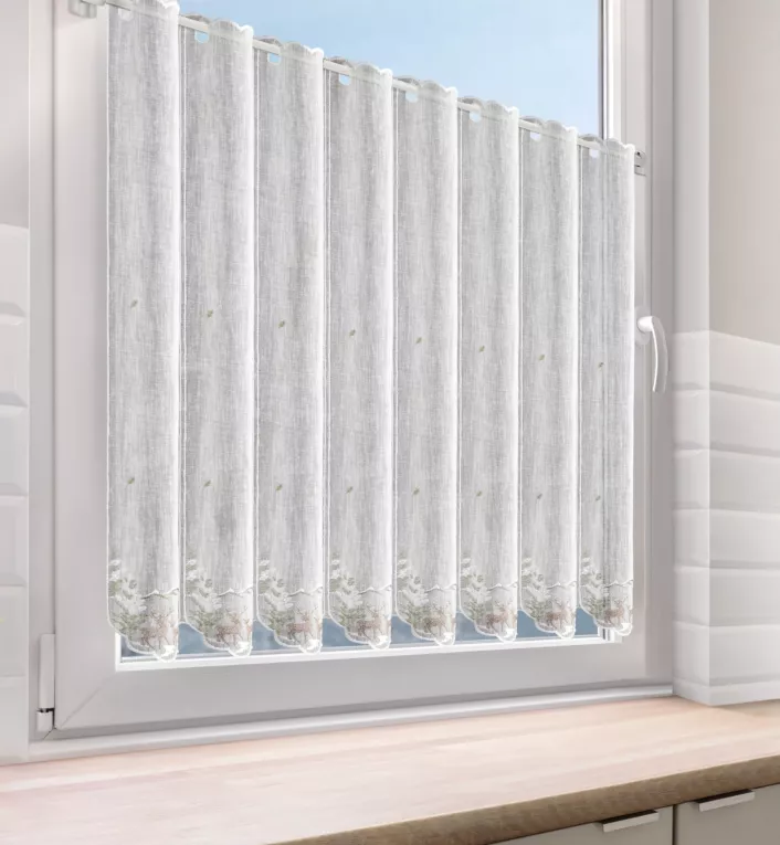 Tkanina firanowa zazdrostka zdobiona świątecznym zimowym haftem Eurofirany