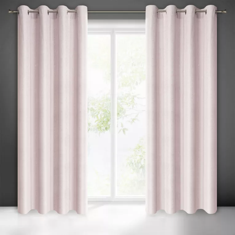 Zasłona różowa o strukturze płótna 140x250 cm przelotka LIV EUROFIRANY