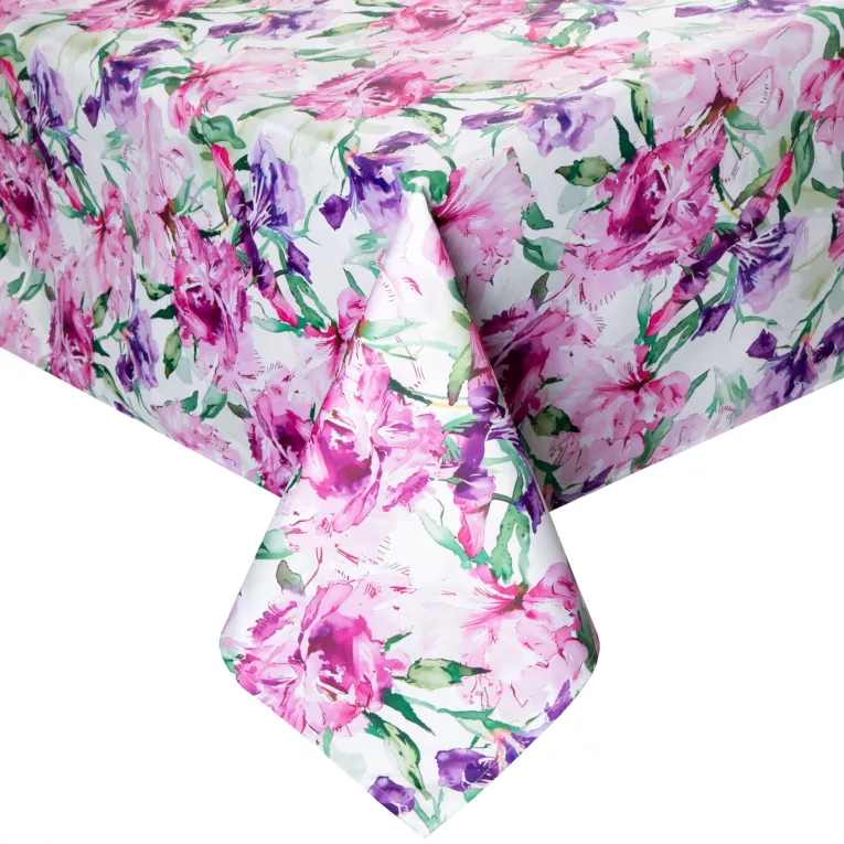 Obrus różowo, fioletowy 140x220 cm wodoodporny GARDEN na taras oraz balkon