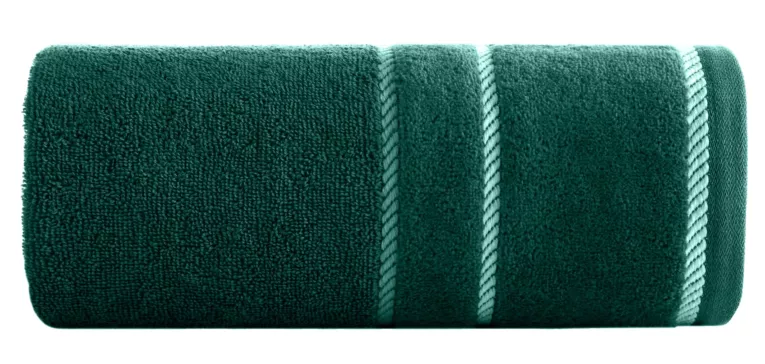 Ręcznik kąpielwoy 70x140 cm bawełniany kolor ciemnozielony z welwetową bordiurą i kontrastującymi paseczkami 500 g/m2 NEL Eurofirany