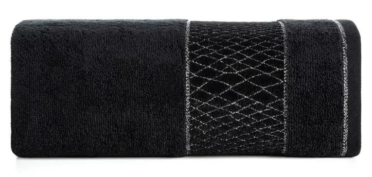 Ręcznik kąpielowy 50x90 cm bawełniany kolor czarny z geometrycznym motywem 500 g/m2 ROSA Eurofirany