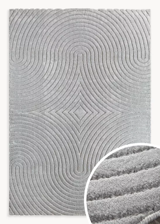 Dywan 80x150 cm stalowy z tłoczonym wzorem 3D VENUS BOHO 1 Eurofirany