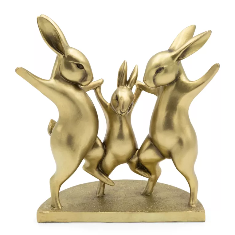 Figurka dekoracyjna wielkanocna rodzina zajączków z żywicy poliestrowej Eurofirany